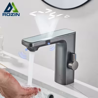Sensor bath sink with digital ecran gray color