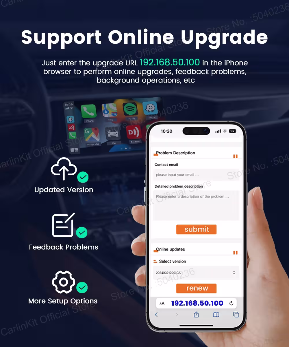 bevielė CarPlay dėžutė automobilyje