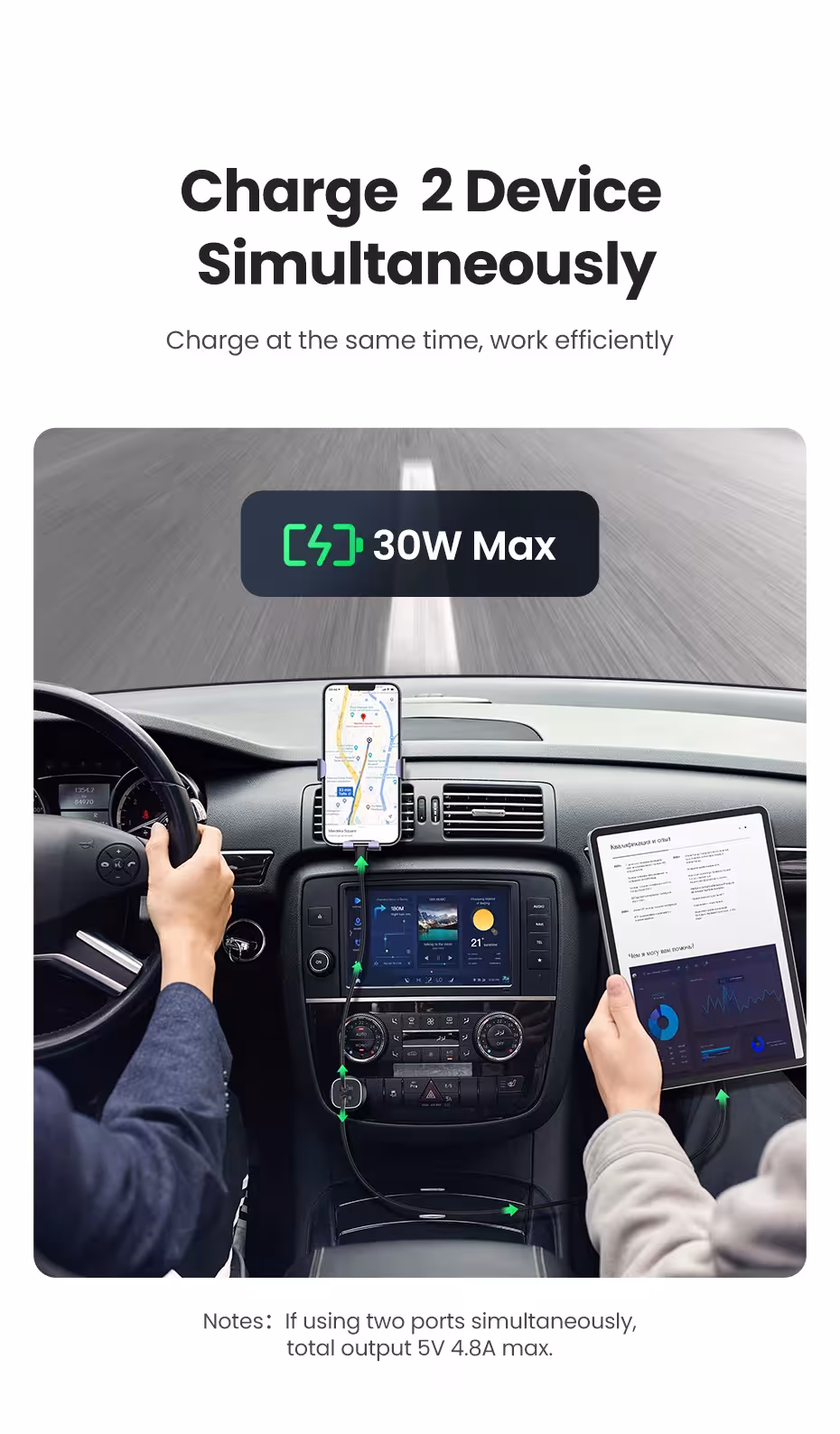 caricabatterie per auto 30W