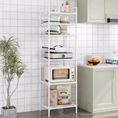 6-stufiges Metallregal vom Boden bis zur Decke