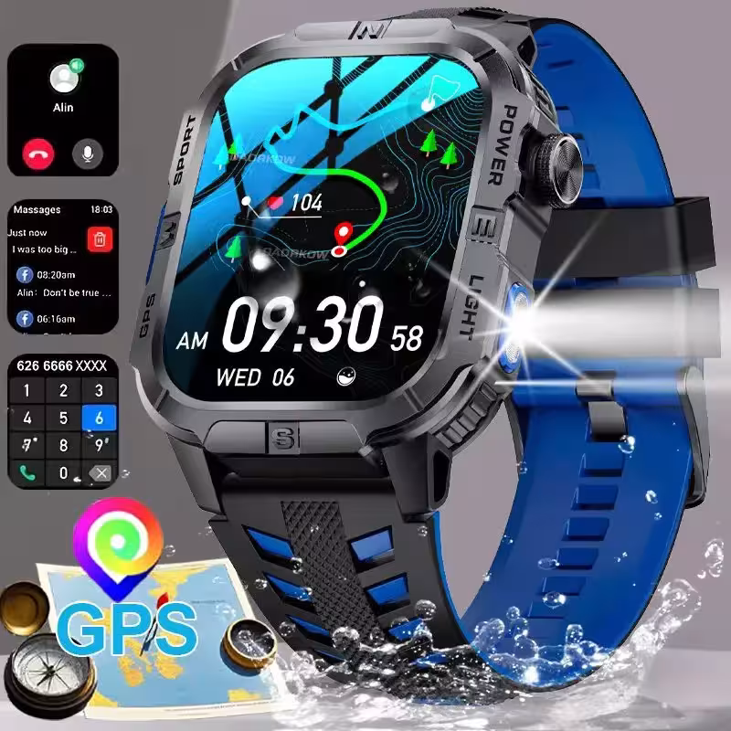 2026 Outdoor Military Watch Smartwatch GPS LED Backlight Compass