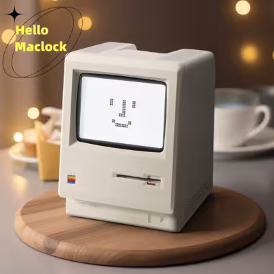 Despertador de escritorio retro Macintosh con reloj digital LED, un clásico adorno para la decoración del escritorio.
