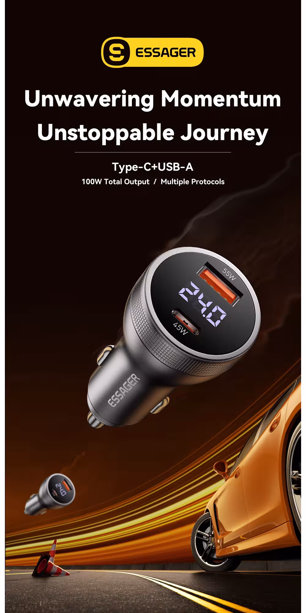 chargeur rapide pour voiture USB C