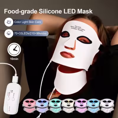 Silikon LED maski twarzy 7 kolor światła