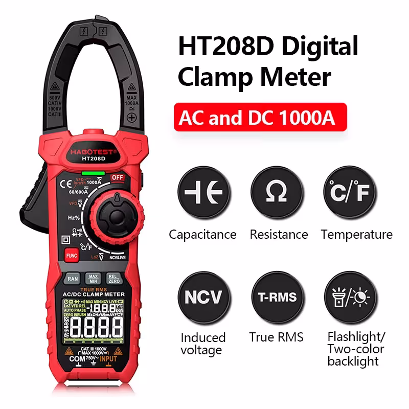 HT208A / D AC / DC Digital Amper Multimetro 1000V 1000A