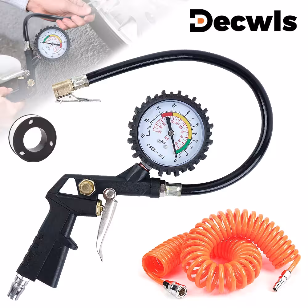 Automobilio padangų slėgio matuoklis 0-16Bar 0-220Psi su oro pompa