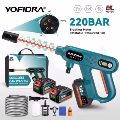 YOFIDRA 220Bar Wireless Electric High Pressure Wash Gun con 3 modalità