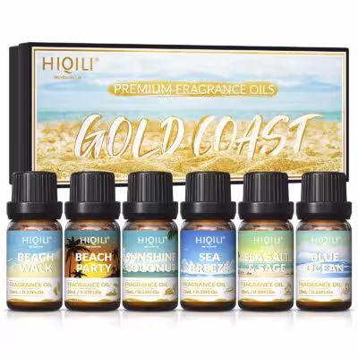 HIQILI Gold Coast essential oil set of 6 pieces with gift box for diffuser