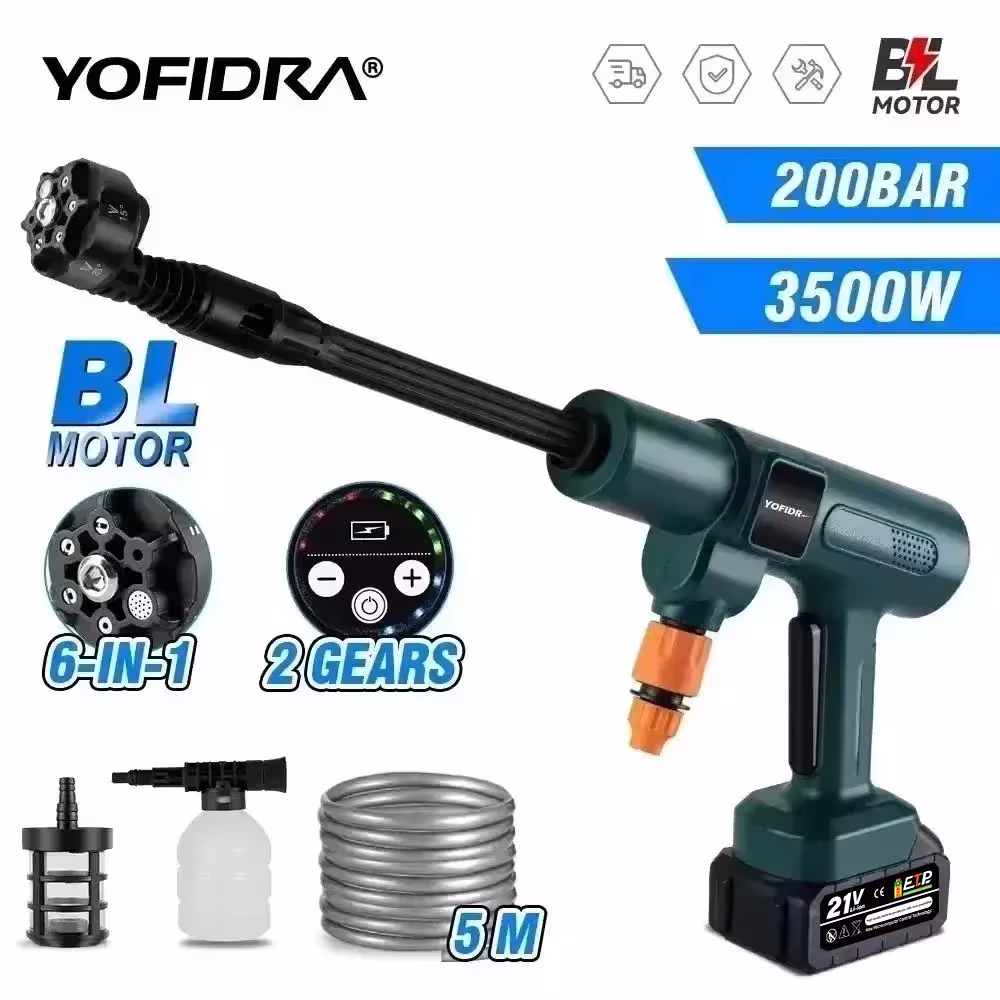 YOFIDRA 200Bar cordless electric high-pressure washer with 21V battery