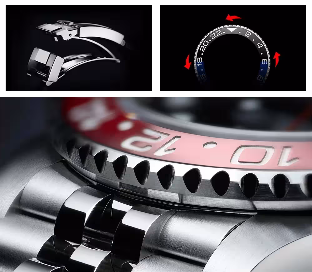horloge GMT automatique pour hommes
