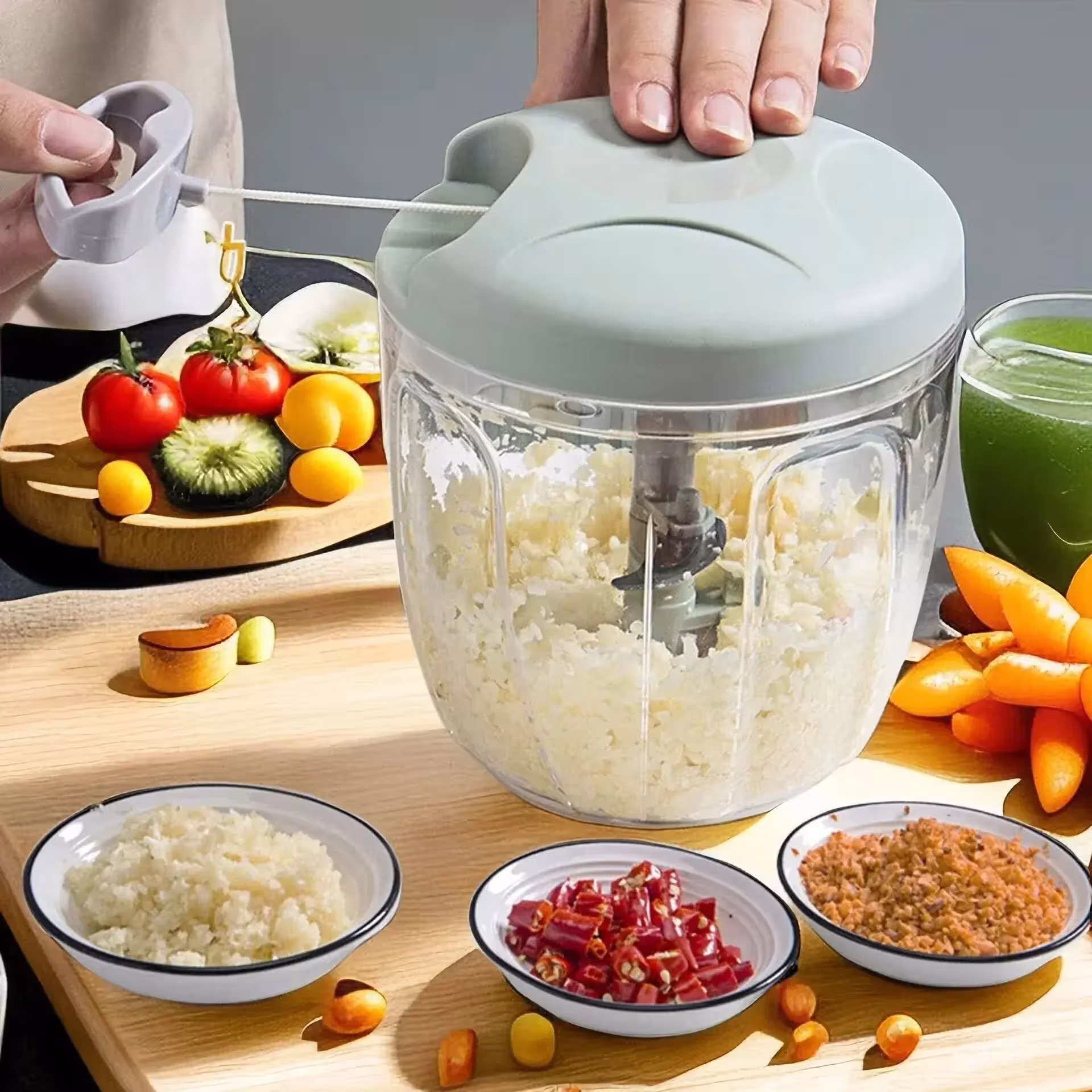 Picadora manual multifuncional para ajo, jengibre y verduras