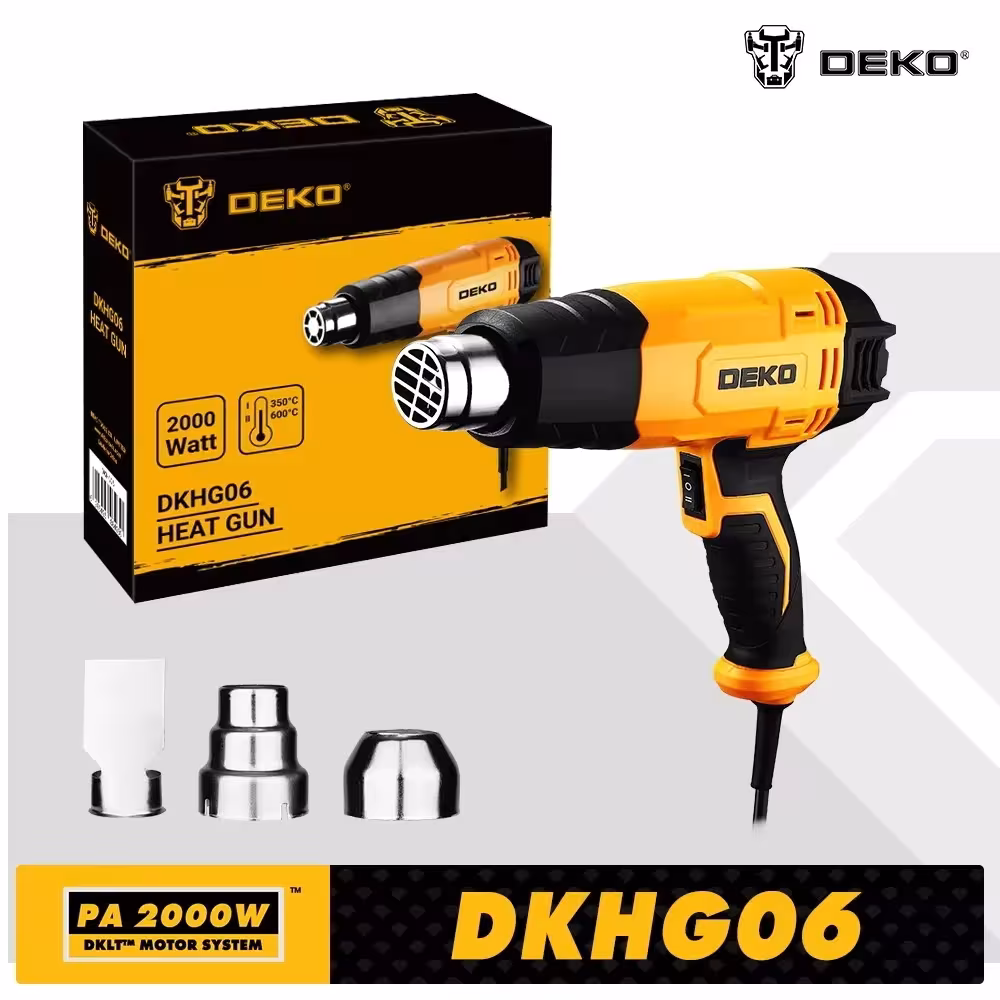 DEKO DKHG06 2000W karšto oro pistoletas dviem temperatūromis 3 priedai