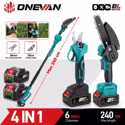 Brushless 3500W elektrinis pjūklas teleskopinis 4 in 1 šakų pjovimo įrankis 21V 18V