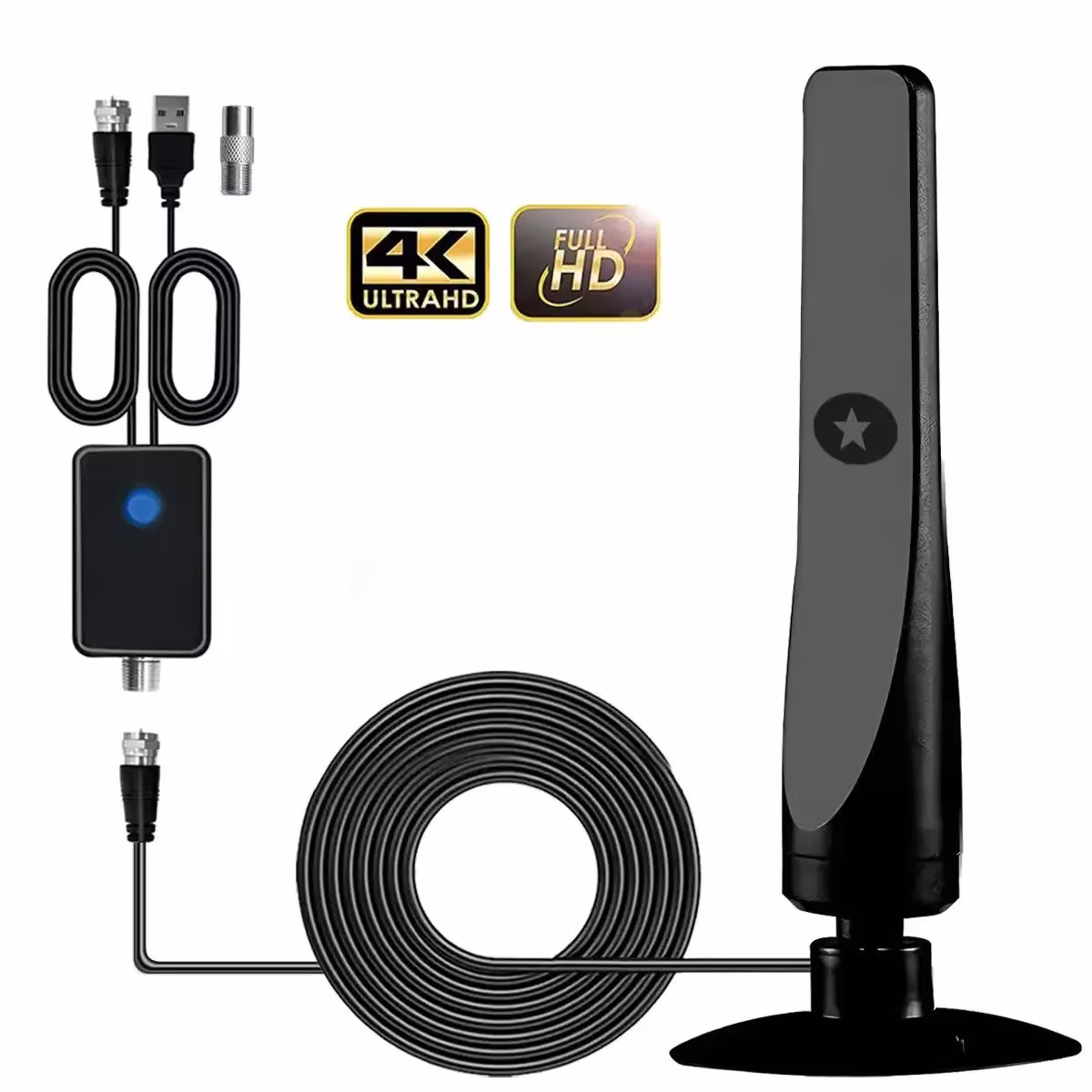Digital-TV-Antenne 3m Kabel 1080p HD-Empfang innen und außen
