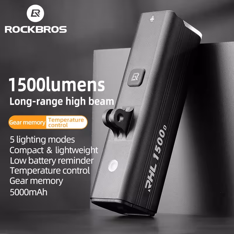 ROCKBROS vélo lampe avant 1500LM aluminium LED avec recharge USB de type C