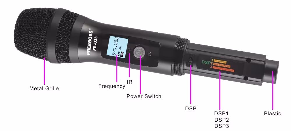 belaidis mikrofonas UHF