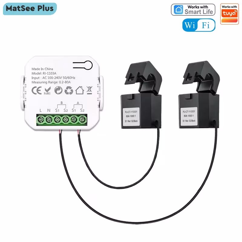 Contatore di energia WiFi con due canali 80A