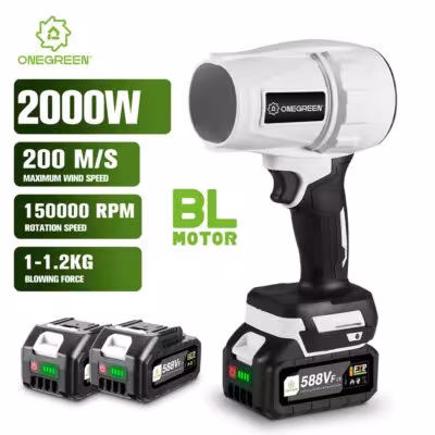 ONEGREEN 2000 W Bezprzewodowy elektryczny dmuchawa turbo 200M / S Makita 18V bateria