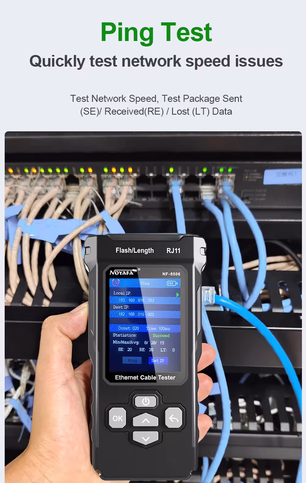 Ethernet kabelio testuoklis