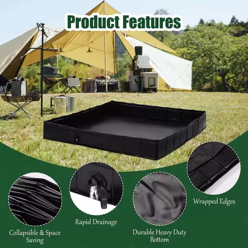 Foldable camping shower base for pets 104×104 cm waterproof