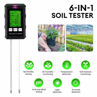 6 en 1 essai numérique du sol pH humidité température lumineuse