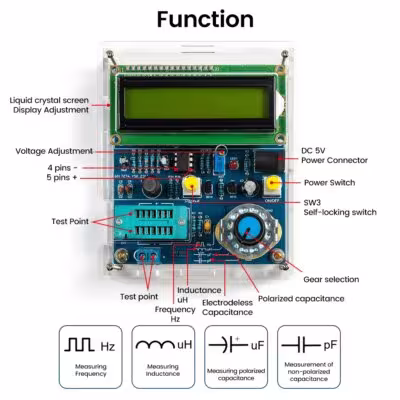 DC5V Digital Induction and Capacity Meter with USB Cable DIY Set