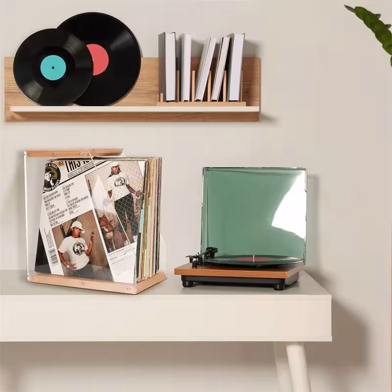 vinilo plokščių organizeris medinis