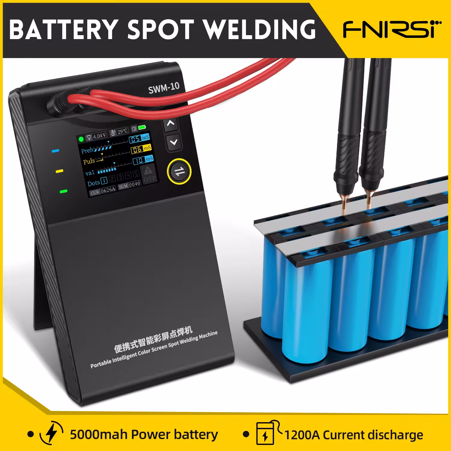 FNIRSI SWM-10 nešiojama taškinė suvirinimo mašina 5000mah 18650 akumuliatorius