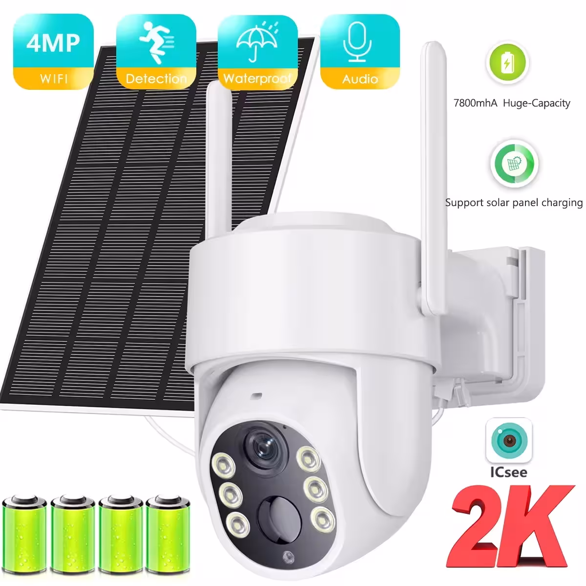 BESDER WiFi PTZ Camera Outdoor Wireless Solar IP Camera 4MP HD Buitinė stebėjimo kamera