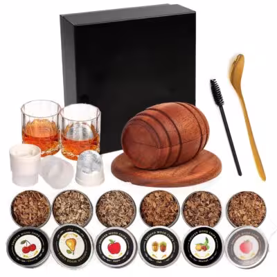 Zestaw do wędzenia whisky z wiórkami drzewnymi do 6 koktajli Old Fashioned