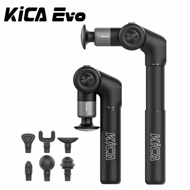 KiCA Evo masažinis pistoletas 15kg smūgis 3200rpm 6 galvutės aliuminio