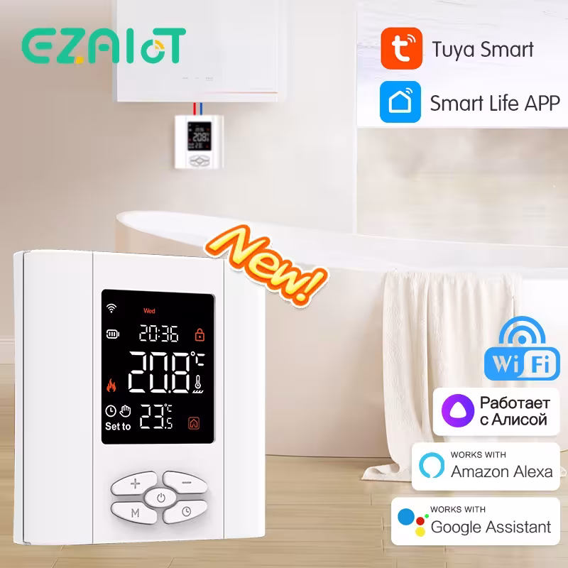 Tuya WiFi išmanusis termostatas bevielinis baterija maitinamas vandens dujų katilo nuotolinis temperatūros valdiklis balsas Alexa Google Home Alice