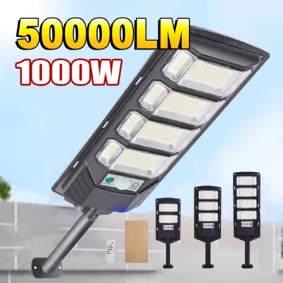 Saulės energija naudojanti LED lempa 50000LM 1000W judesio sensoriumi