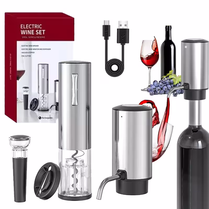 Automatic electrical wine opener with LED light battery source