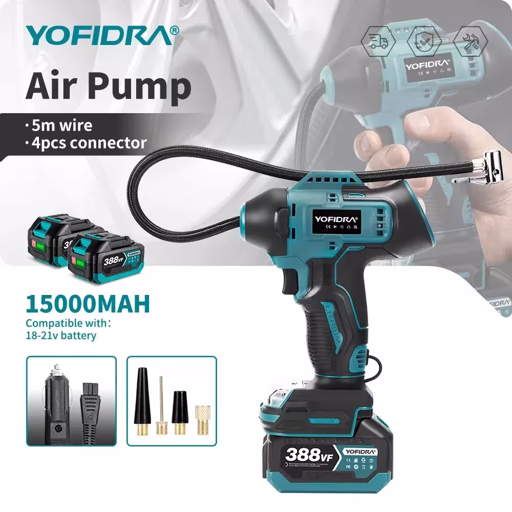 YOFIDRA electric tire air pump 1100kpa 18V Makita battery