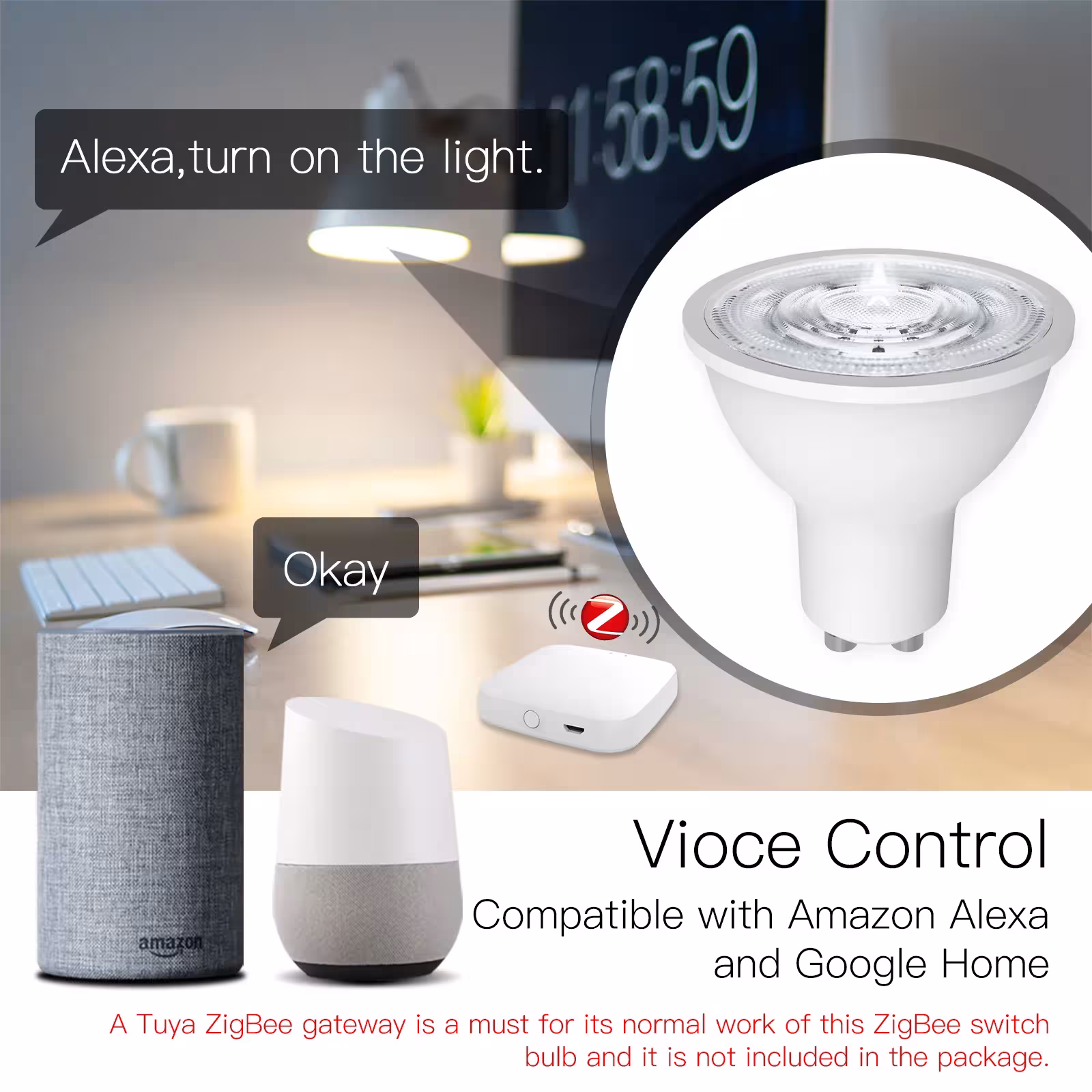 Tuya ZigBee GU10 Smart LED lempos