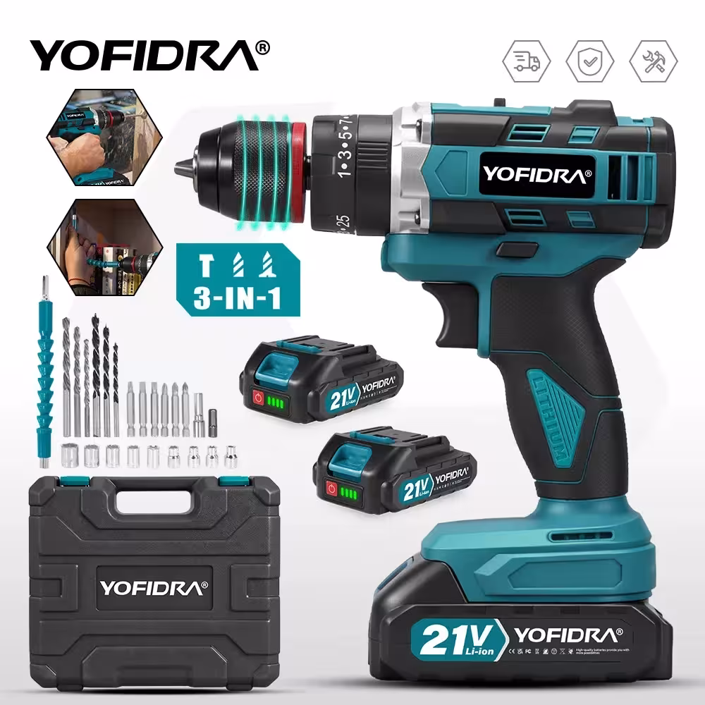 YOFIDRA electric percussion hammer drill 25+3 torque 21V