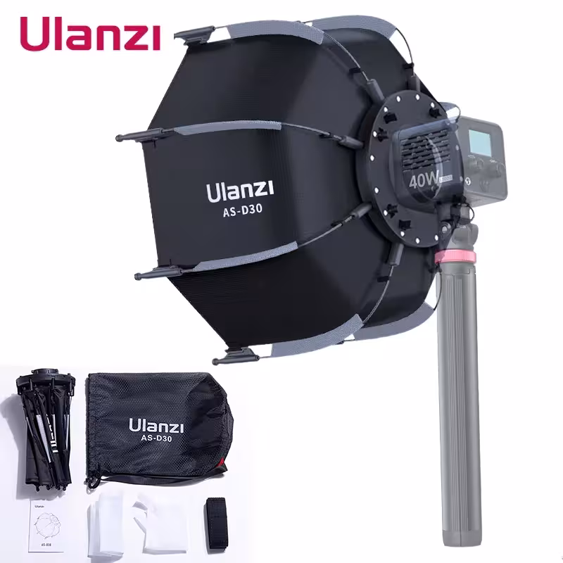 Ulanzi AS-D30 30cm Sulankstomas Aštuonkampis Softboksas su Mini Bowens Jungtimi LED