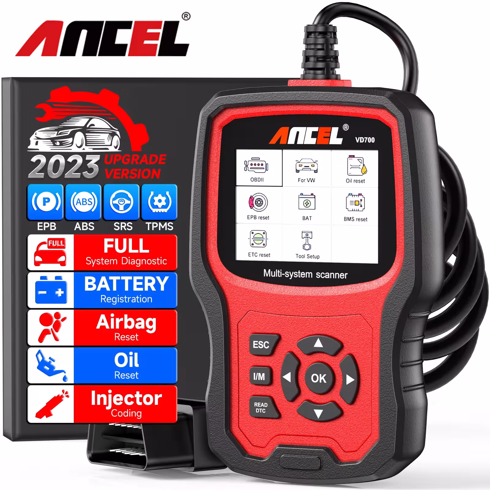ANCEL VD700 lector profesional OBD2 VW Audi Seat Skoda para diagnóstico