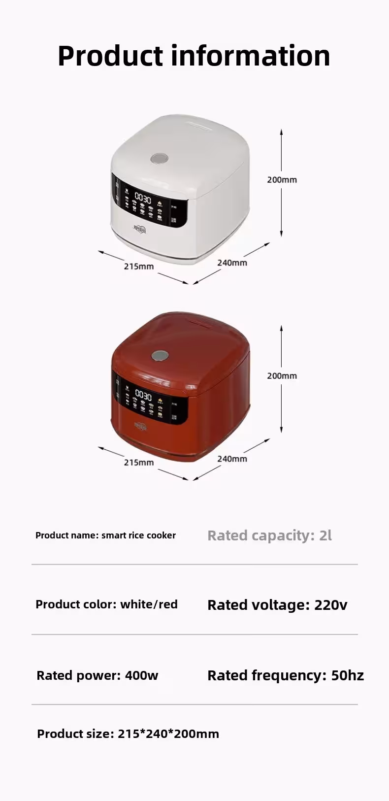 compact rice cooker 2L