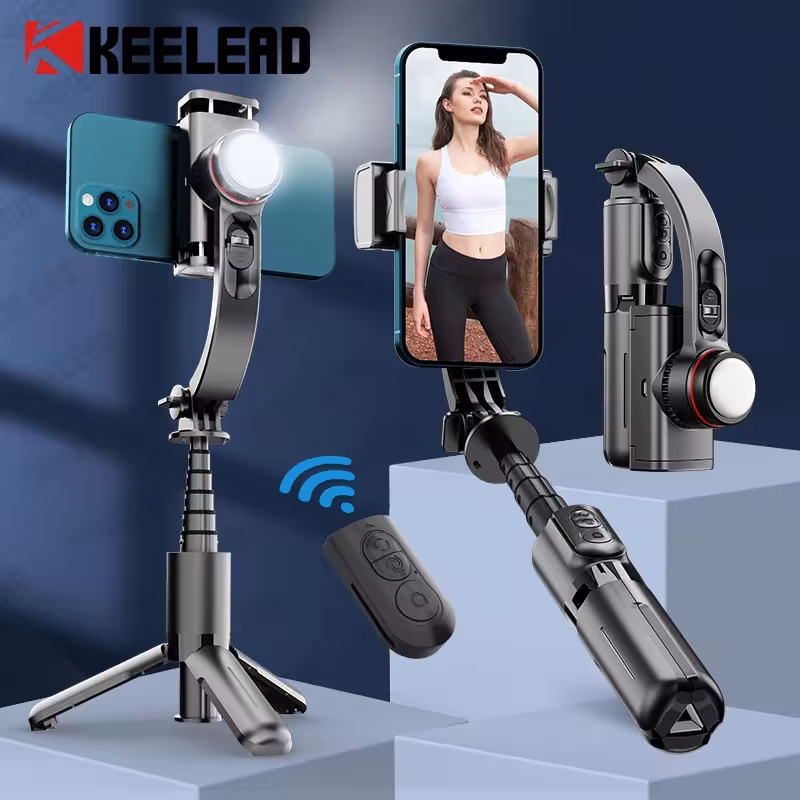 Perche à selfie stabilisatrice avec LED et télécommande Bluetooth