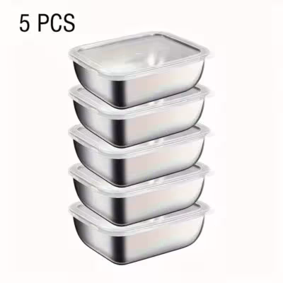 5 pcs stainless steel food storage boxes with lids for refrigerator
