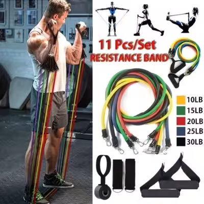 11 pièces tirer corde élastique bracelet matériel d'entraînement portable 11 kit