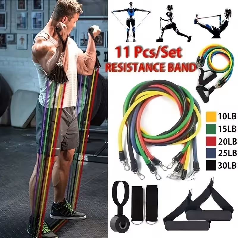 11 pezzi tirare corda elastico cinghia portatile addestramento attrezzature 11 kit