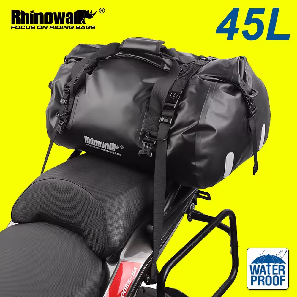 Rhinowalk 45L Waterproof Motorcycle Seat Bag with Shoulder Strap
