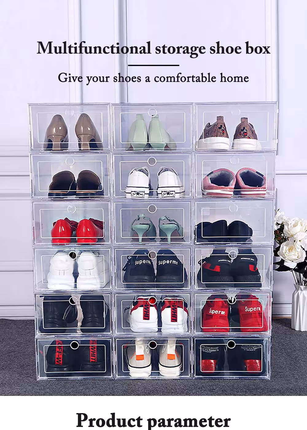 scatola trasparente per scarpe