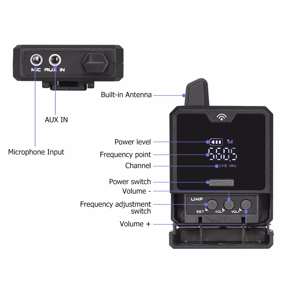 sistema microfono wireless UHF