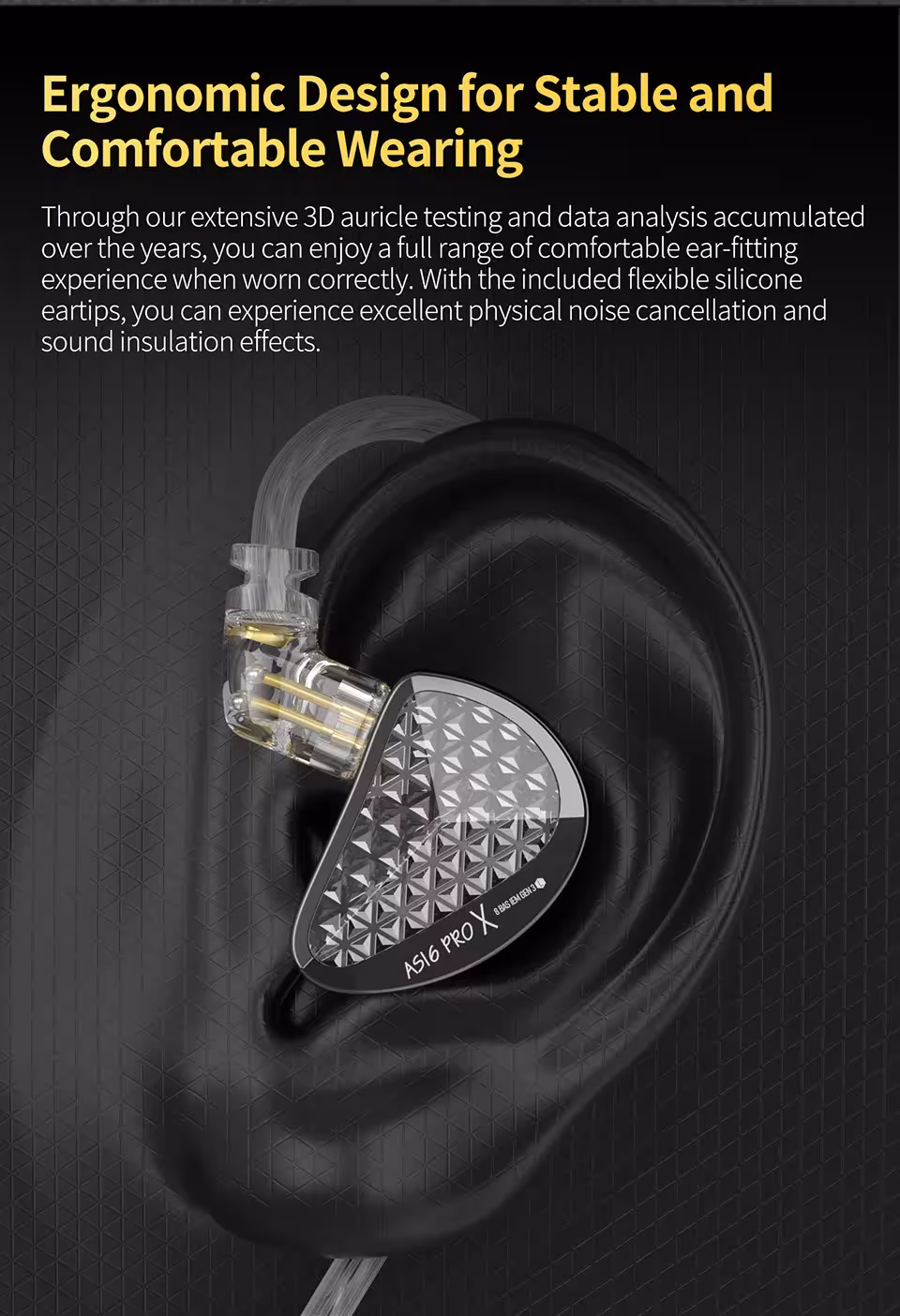 in ear ausų laidai aukštos kokybės garsu