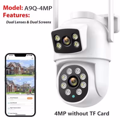 9MP PTZ WiFi camera with dual screens 8X digital zoom people detection