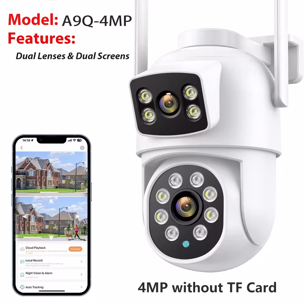 Caméra WiFi 9MP PTZ avec deux écrans Fonction d'approche numérique 8X pour la détection des personnes